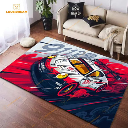 Racing Car Art Rug – Cool F1 Pattern for Home Décor