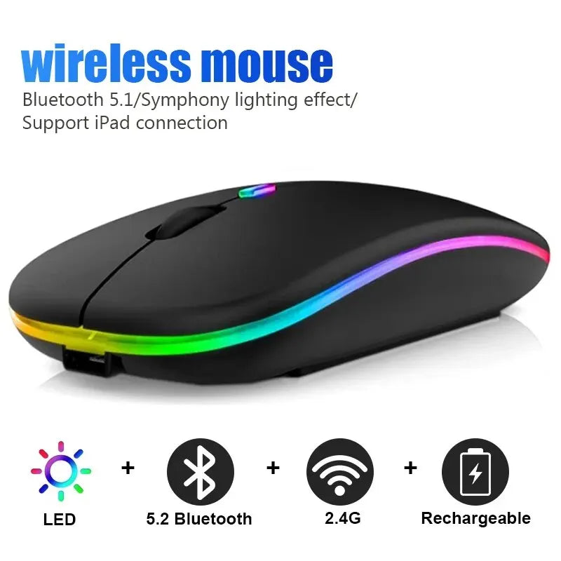 Wireless RGB Rechargeable Bluetooth PC 3600DPI Mouse