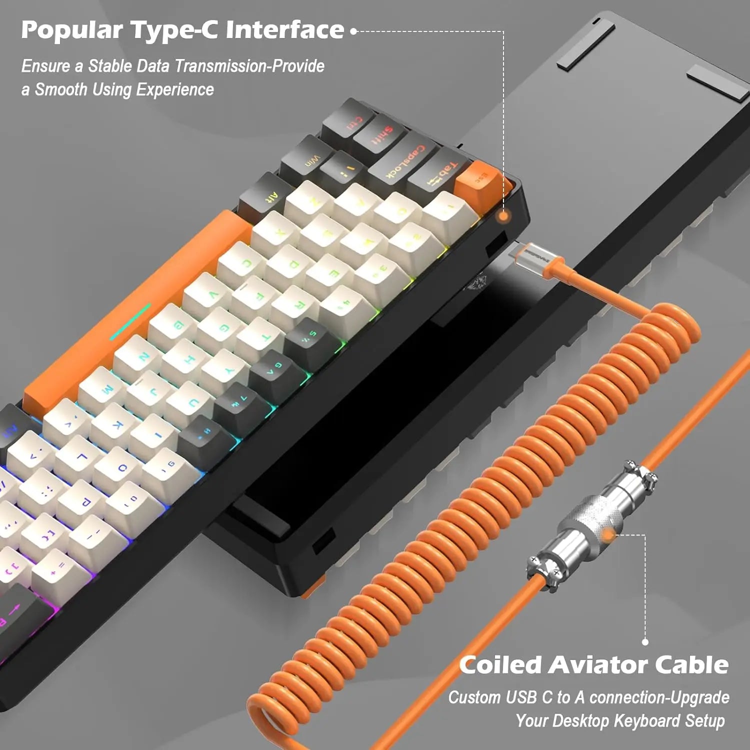 ATTACK SHARK T60 RGB Gaming Mechanical Keyboard and 6400DPI Mouse Combos + Coiled USB C Cable for PC MAC PS5 XBox