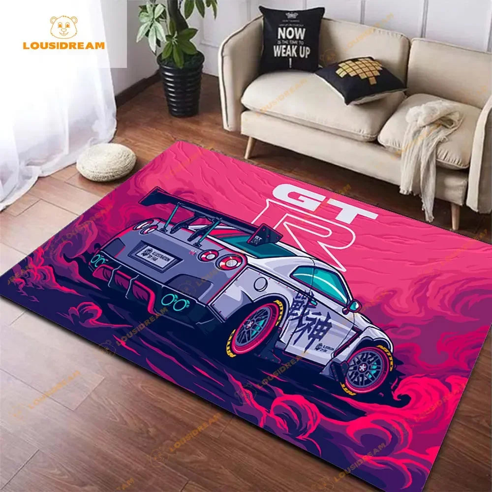 Racing Car Art Rug – Cool F1 Pattern for Home Décor