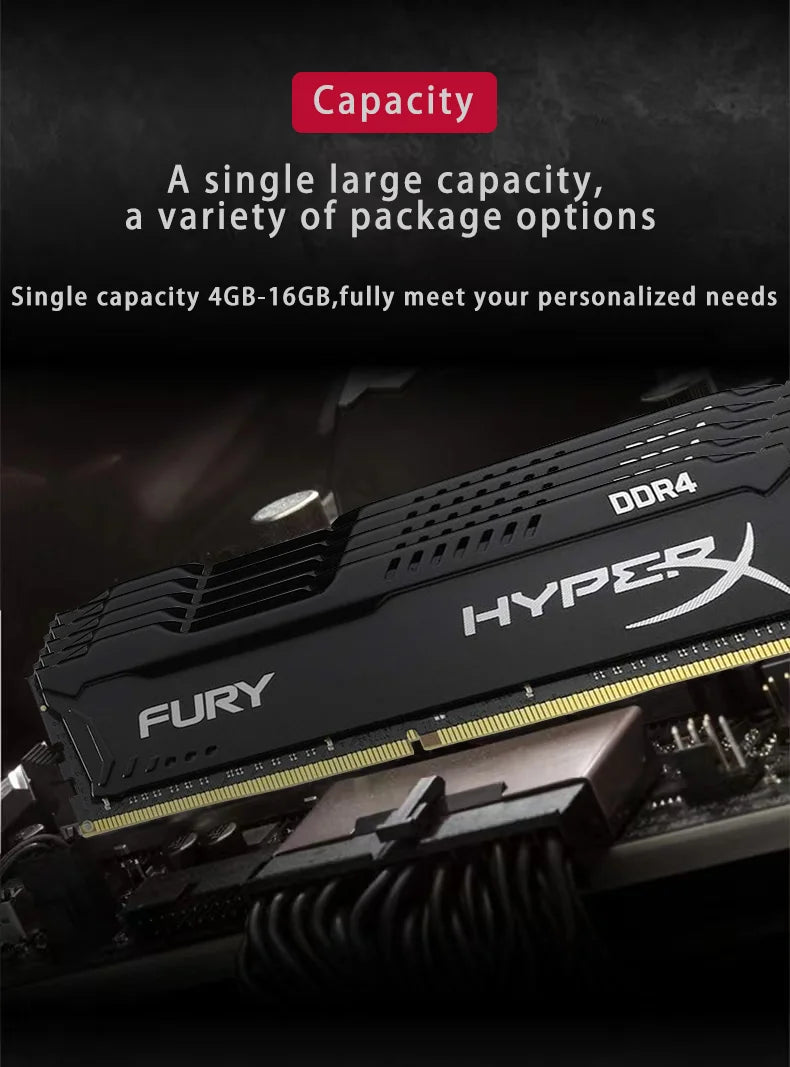 HyperX Fury Memoria DDR4 8GB 16GB 32GB RAM 3600MHz 3200MHz 2666MHz 2400MHz 2133MHz Desktop RAM 1.2V DIMM PC-21300 25600