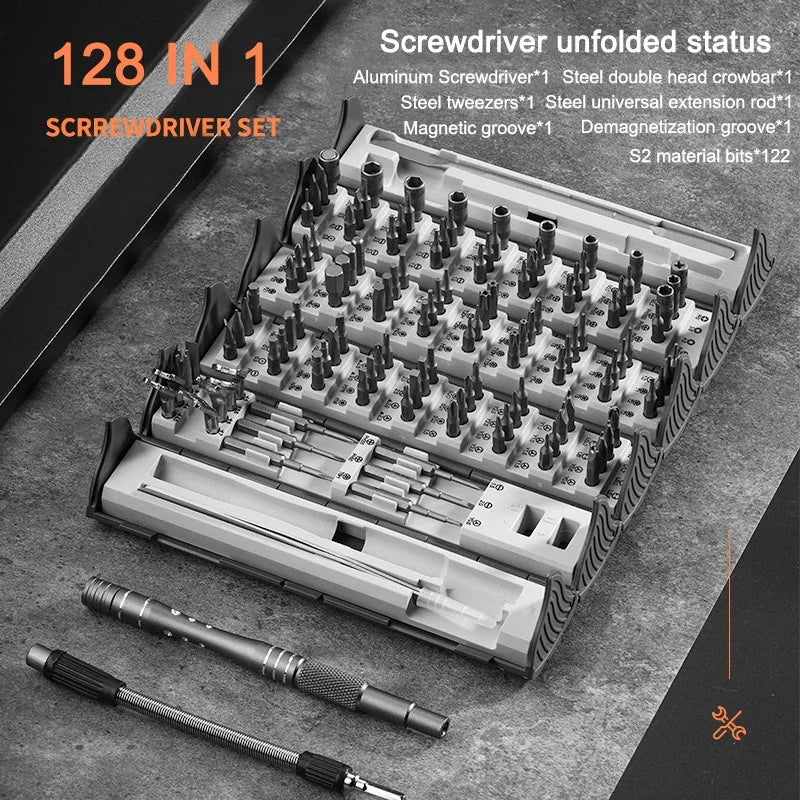 128-Piece Folding Screwdriver Set