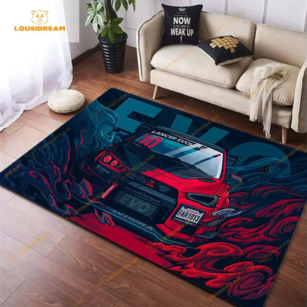 Racing Car Art Rug – Cool F1 Pattern for Home Décor