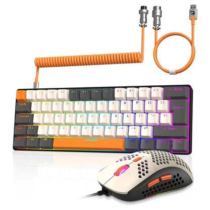 ATTACK SHARK T60 RGB Gaming Mechanical Keyboard and 6400DPI Mouse Combos + Coiled USB C Cable for PC MAC PS5 XBox