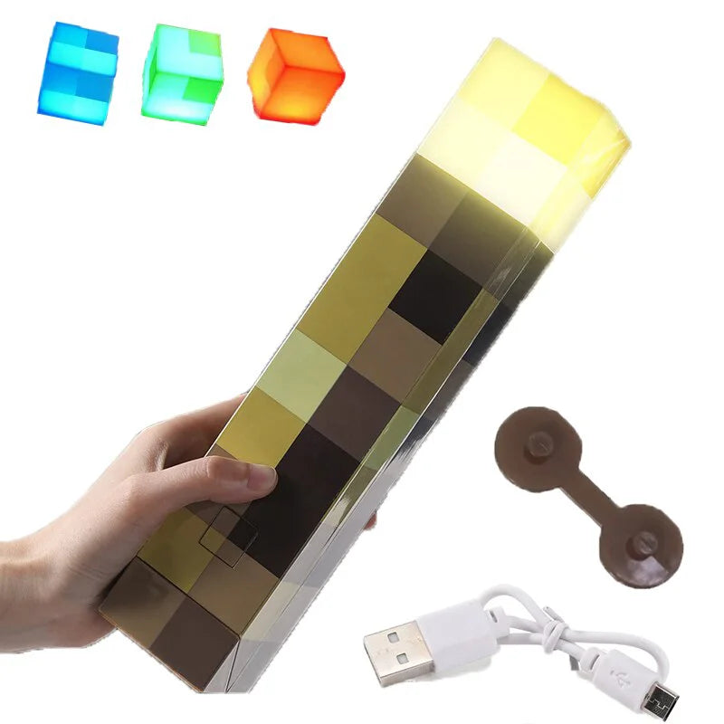 Kids Minecraft Brownstone Torch LED Night Light