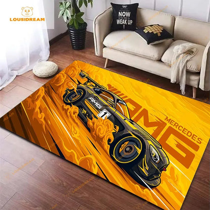 Racing Car Art Rug – Cool F1 Pattern for Home Décor