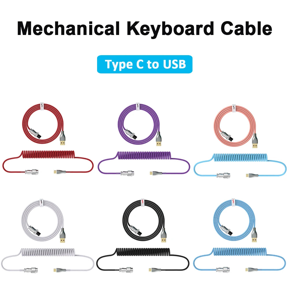 Type C to USB Cable - Coiled Mechanical Keyboard