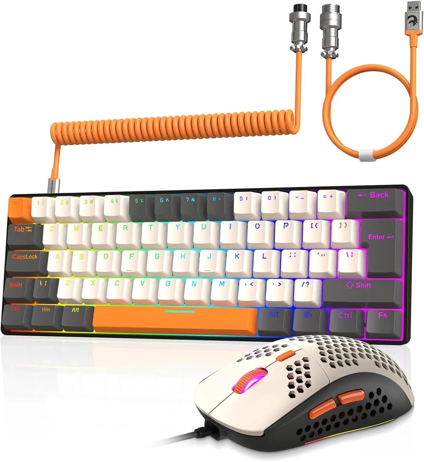 ATTACK SHARK T60 RGB Gaming Mechanical Keyboard and 6400DPI Mouse Combos + Coiled USB C Cable for PC MAC PS5 XBox