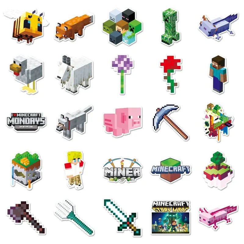 50pcs Game Minecraft Cartoon Graffiti Stickers