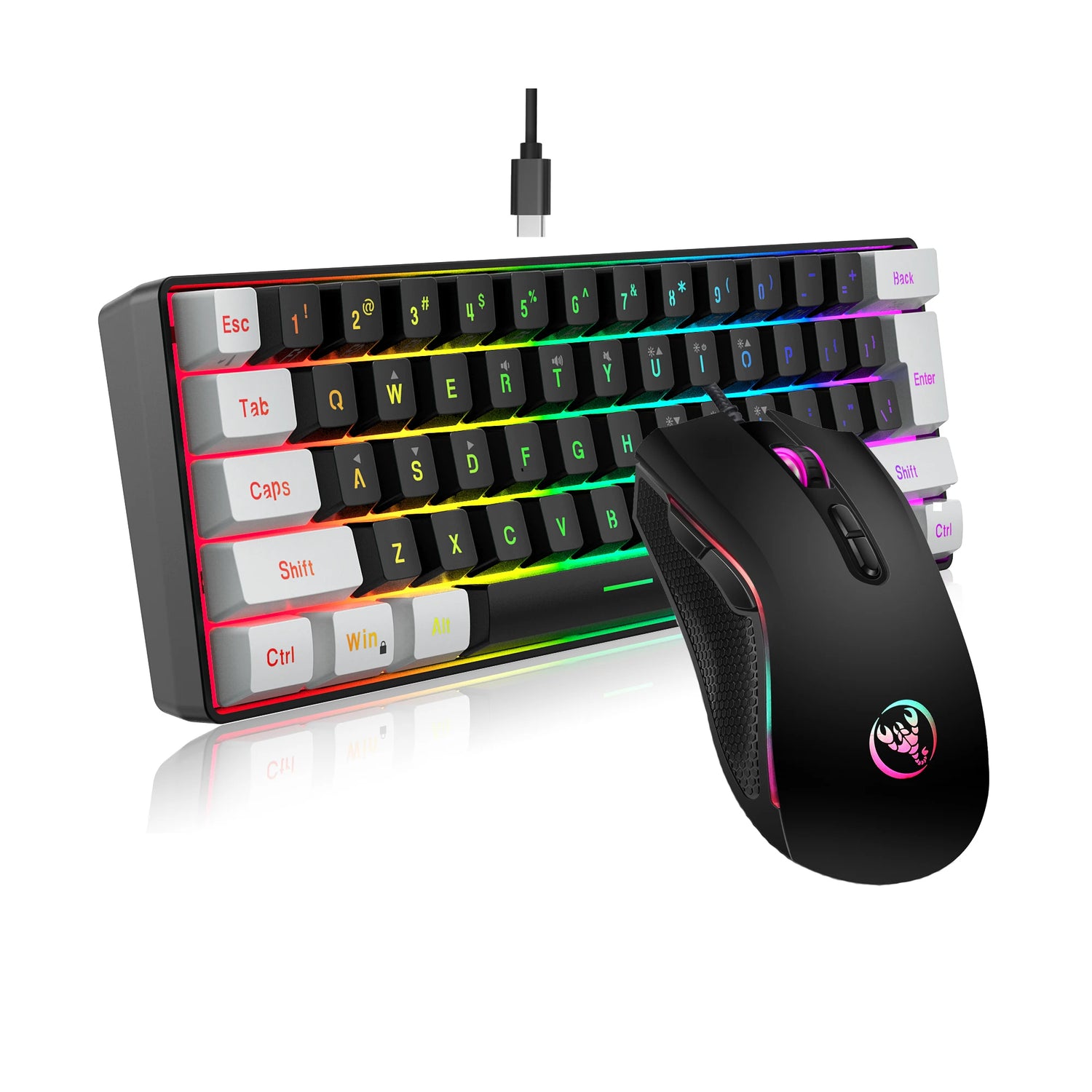 Wired White /  Black / Pink / Red - Gaming Keyboard and Mouse Set