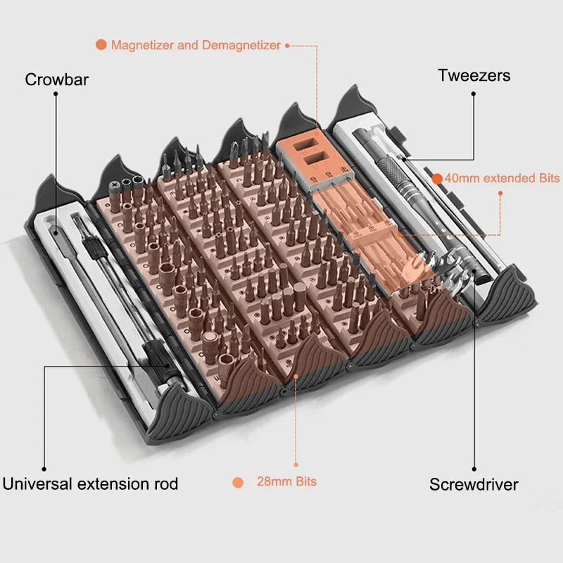 128-Piece Folding Screwdriver Set