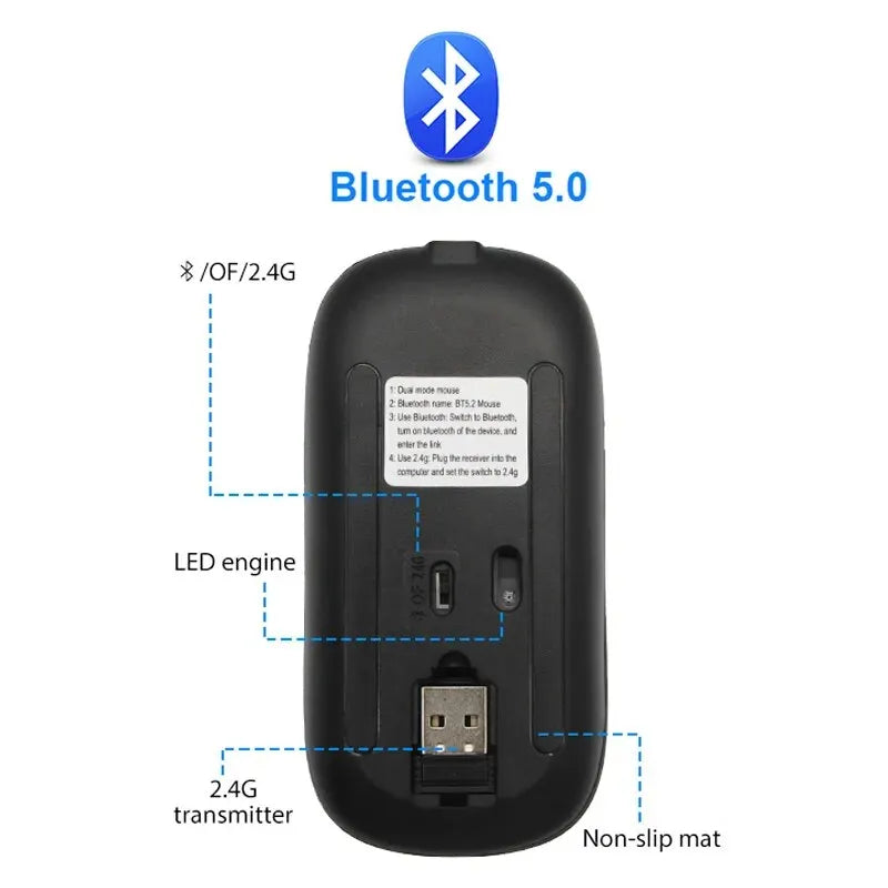 Wireless RGB Rechargeable Bluetooth PC 3600DPI Mouse