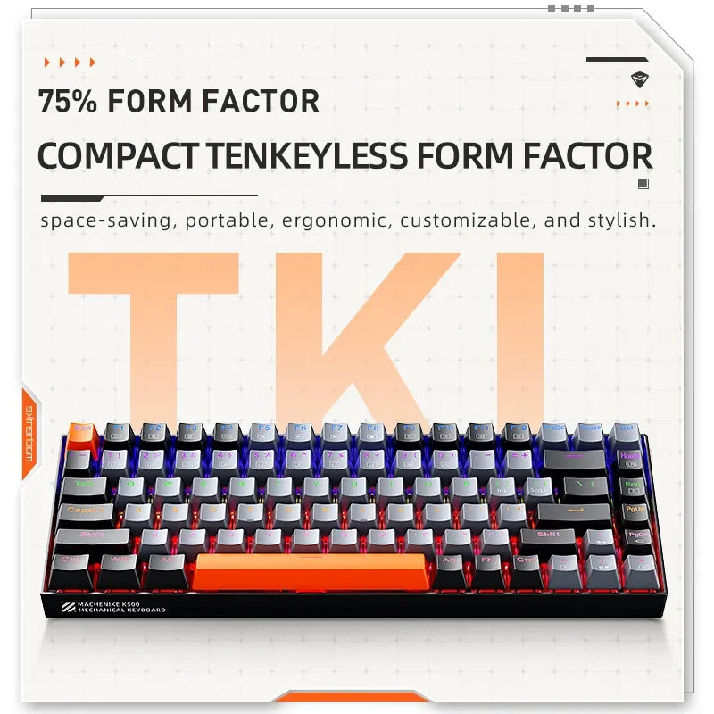 Machenike K500A-B84 Mechanical Keyboard 75% Hot-Swappable Wired Gaming Keyboard