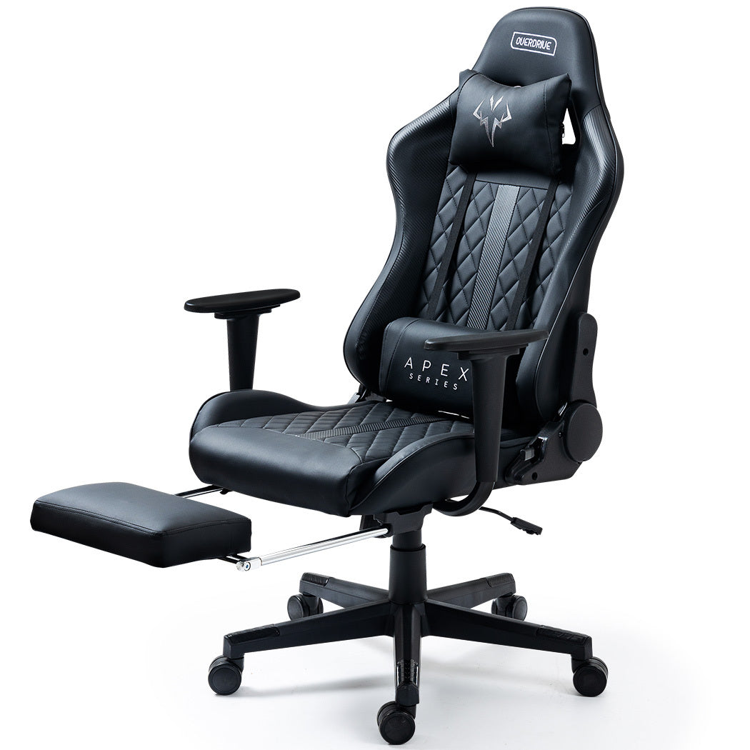 OVERDRIVE Apex Series Reclining Gaming Ergonomic Gaming Chair with Footrest, Black