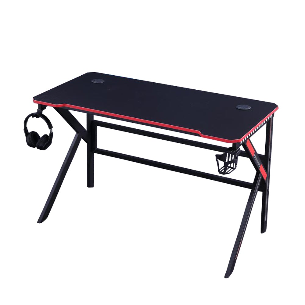 120cm RGB Gaming Desk - Black with Red Trim