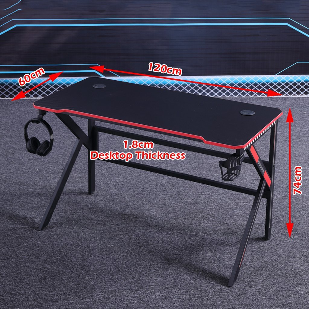 Gaming Desk - K-Shaped Legs Black 140cm