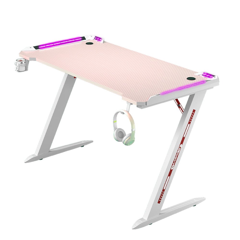 Gaming Desk RGB - Z-Shaped Pink - 140cm