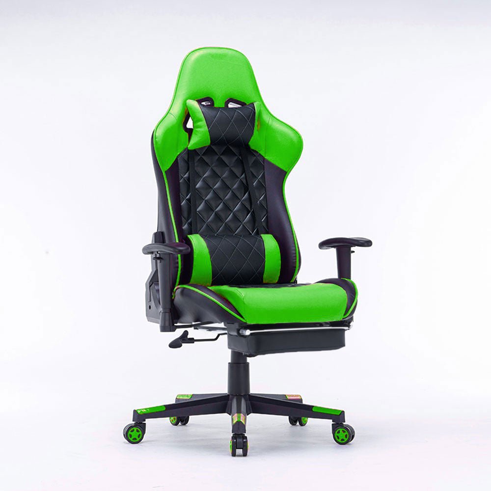 Gaming Chair Ergonomic 165° Reclining with Footrest Green/Black