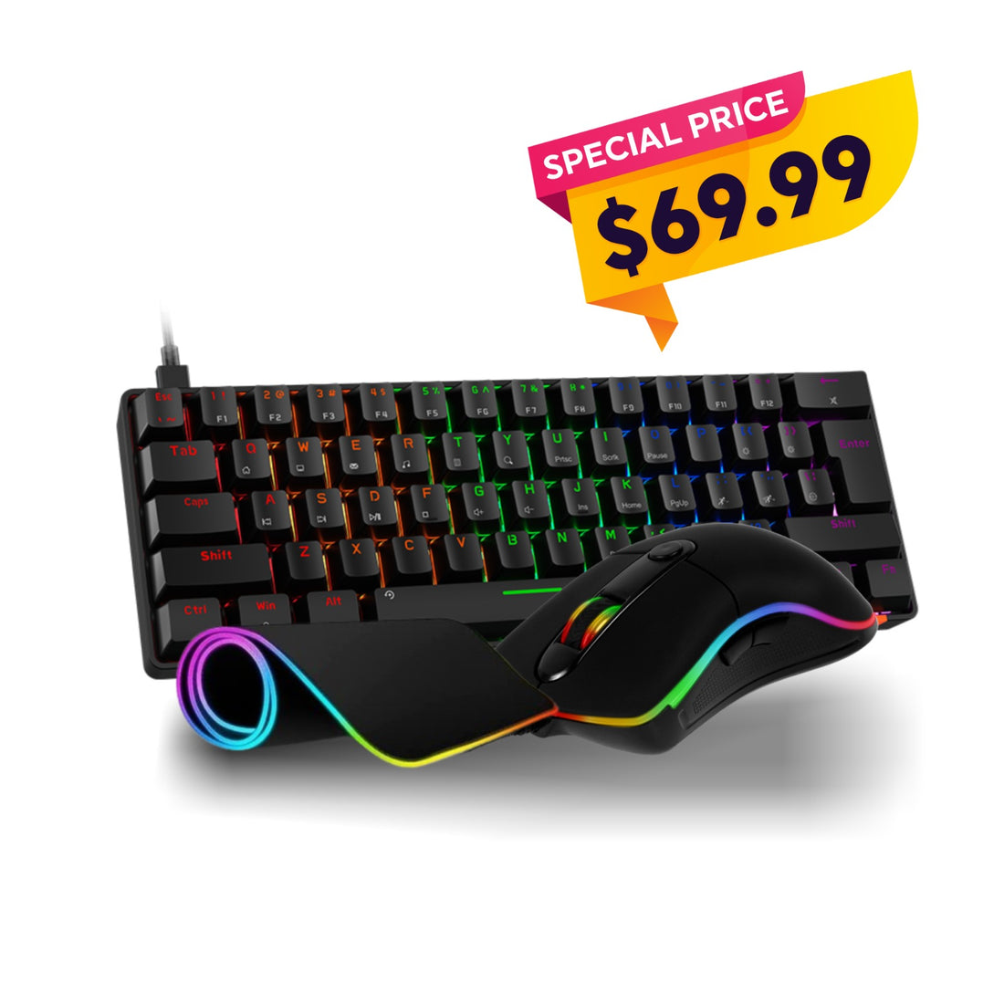 Gaming Keyboard and Mouse with Bonus RGB Mouse Pad Combo