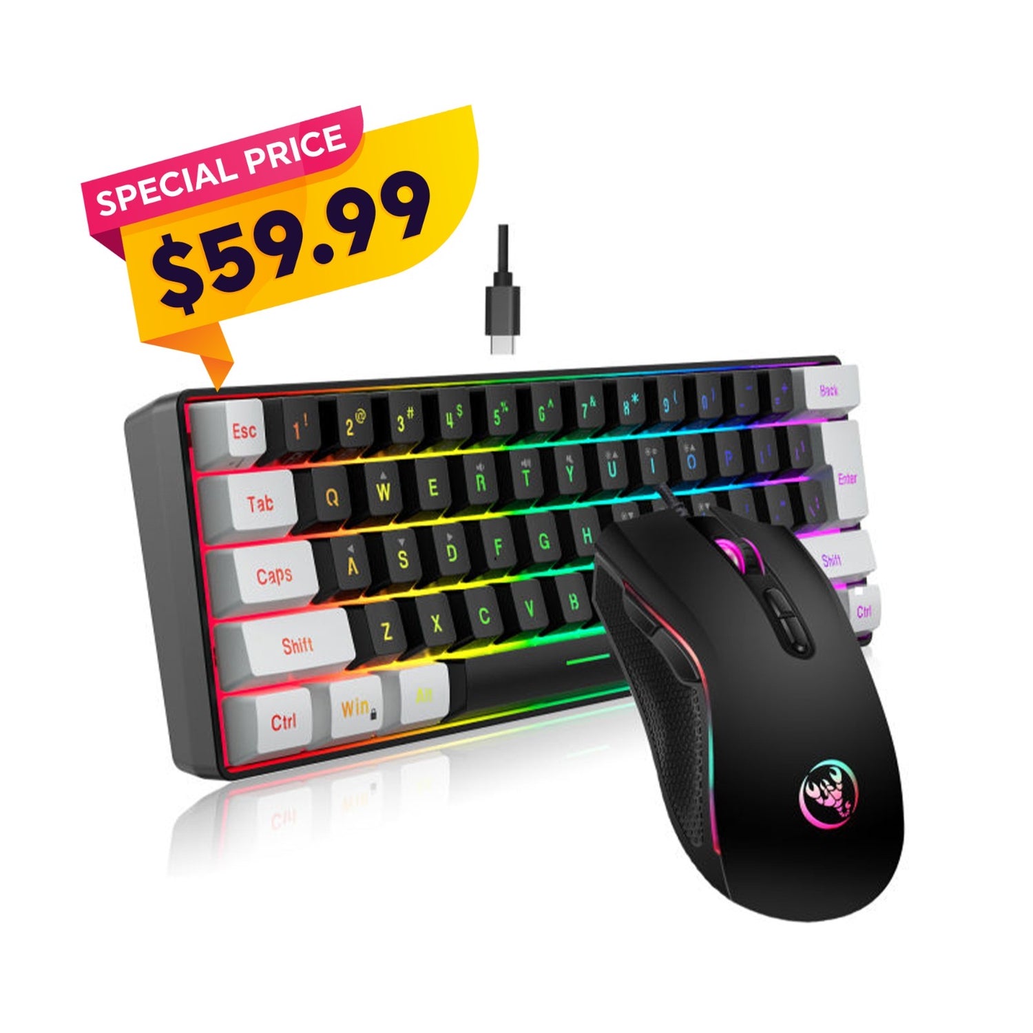 Pro-Level 60% Gaming RGB Keyboard &amp; Precision Mouse