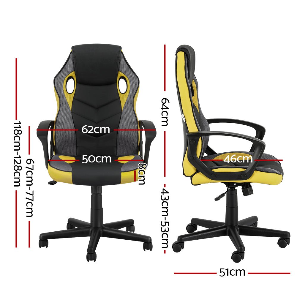 Gaming Office Chair Computer Executive Racing Chairs High Back Yellow-1