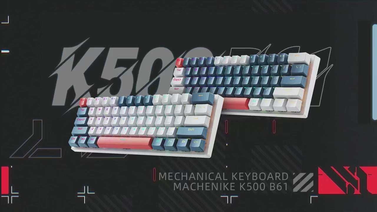 Machenike K500-B61 Mini Mechanical Keybaord 60% Form Factor 61Keys Gaming Keybaord Wired Full Key Hot-Swappable RGB Backlit